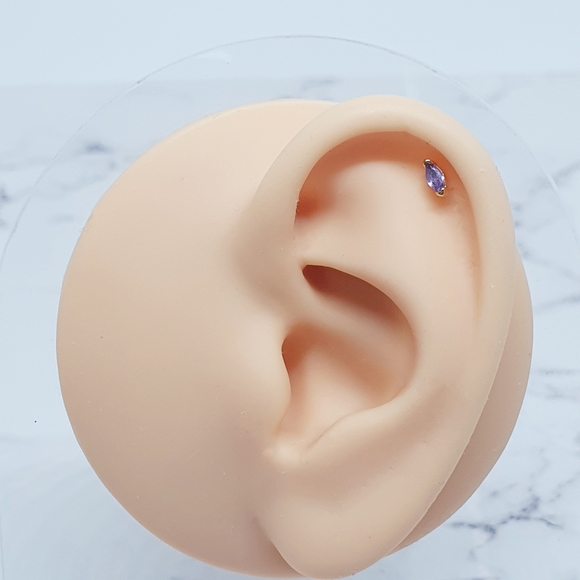 1PC (Purple Gold)On Trend Marquise Crystal Helix Earring Cartilage Piercing - Picture 3 of 3